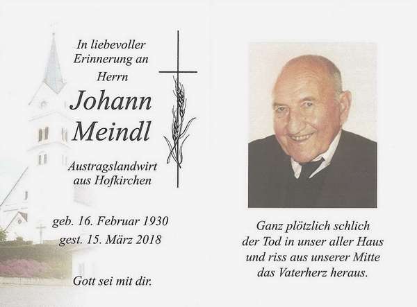 Familiengrab Johann Meindl, Bauer in Hofkirchen